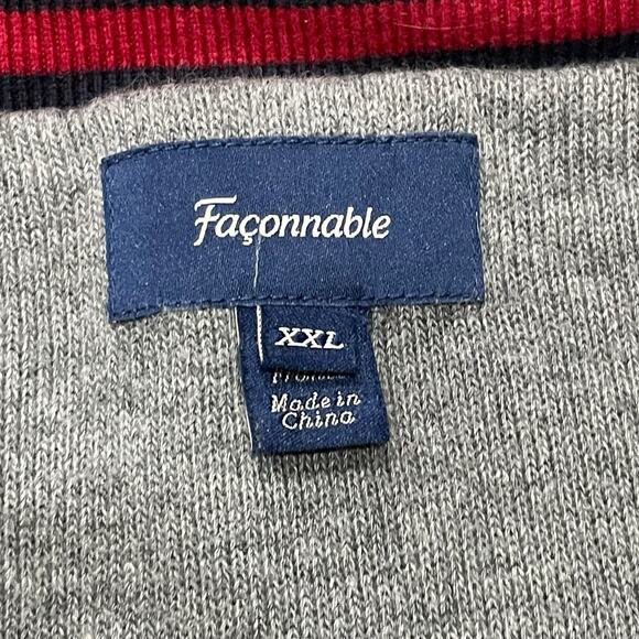 Faconnable Mens Size XXL Full Zip Jacket Sweatshirt Sweater Cotton Gray Casual - Picture 3 of 7